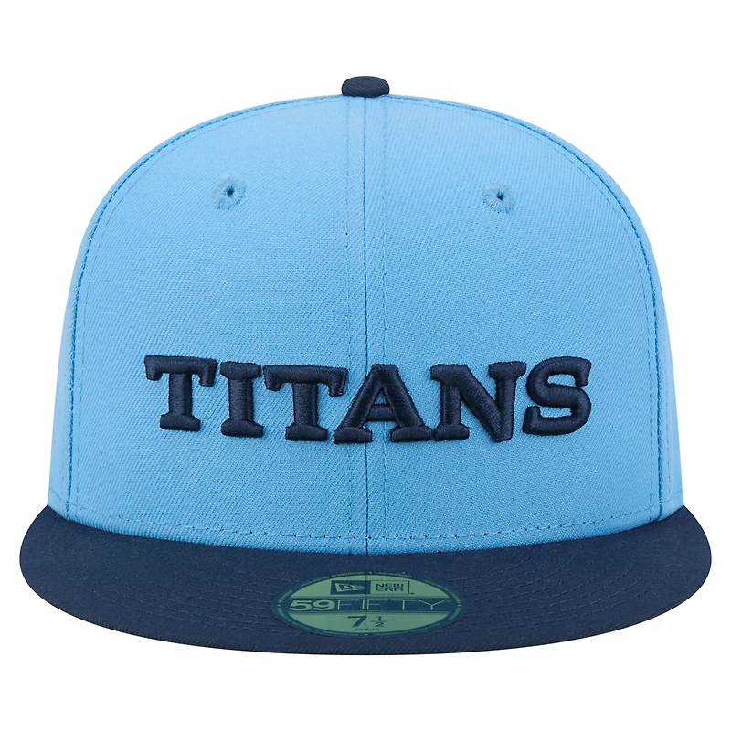 Men's New Era  Light Blue/Navy Tennessee Titans Wordmark 59FIFTY Fitted Hat