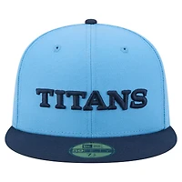 Men's New Era  Light Blue/Navy Tennessee Titans Wordmark 59FIFTY Fitted Hat