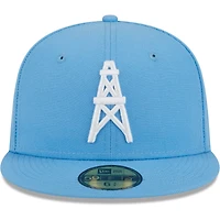 Men's New Era Light Blue Houston Oilers Gridiron Classics Throwback Main 59FIFTY Fitted Hat