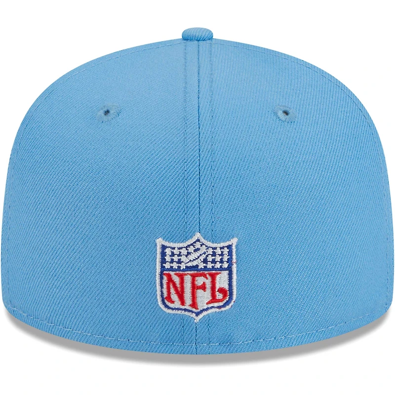 Men's New Era Light Blue Houston Oilers Gridiron Classics Throwback Main 59FIFTY Fitted Hat