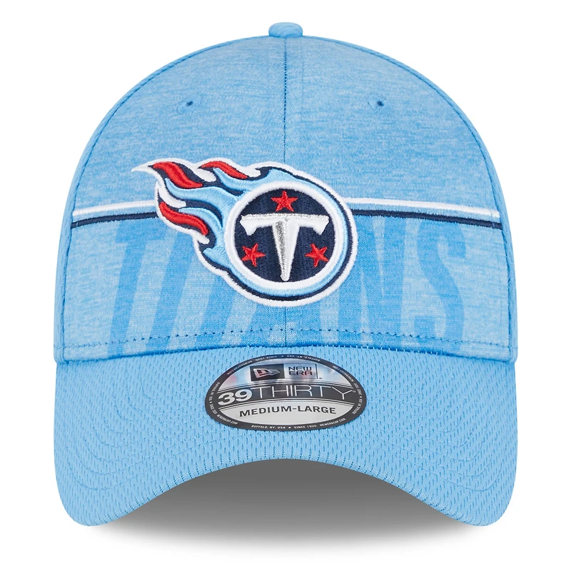 Casquette Flex New Era Tennessee Titans 2023 NFL Training Camp 39THIRTY pour homme, bleu clair