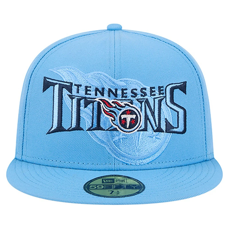 Men's New Era Light Blue Tennessee Titans Overlap Wordmark 59FIFTY Fitted Hat