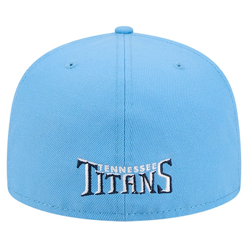 Casquette ajustée 59FIFTY bleu clair pour homme avec logo superposé des Titans du Tennessee de New Era