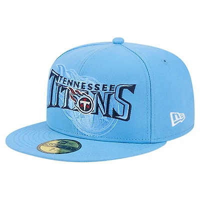 Men's New Era  Light Blue Tennessee Titans Overlap Wordmark 59FIFTY Fitted Hat