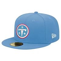 Casquette ajustée New Era 59FIFTY bleu clair pour homme, logo principal des Tennessee Titans