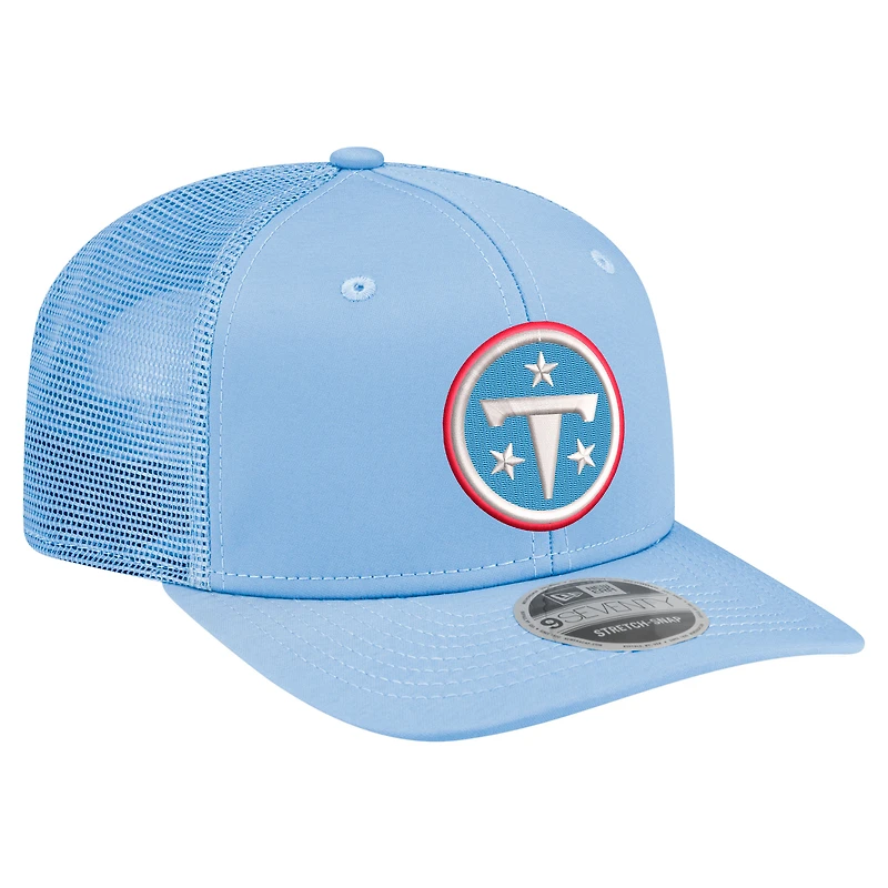 Men's New Era  Light Blue Tennessee Titans Primary Logo 9SEVENTY Trucker Adjustable Hat