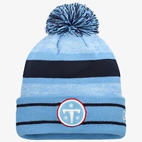 Men's New Era  Light Blue Tennessee Titans Primary Logo Cuffed Knit Hat with Pom