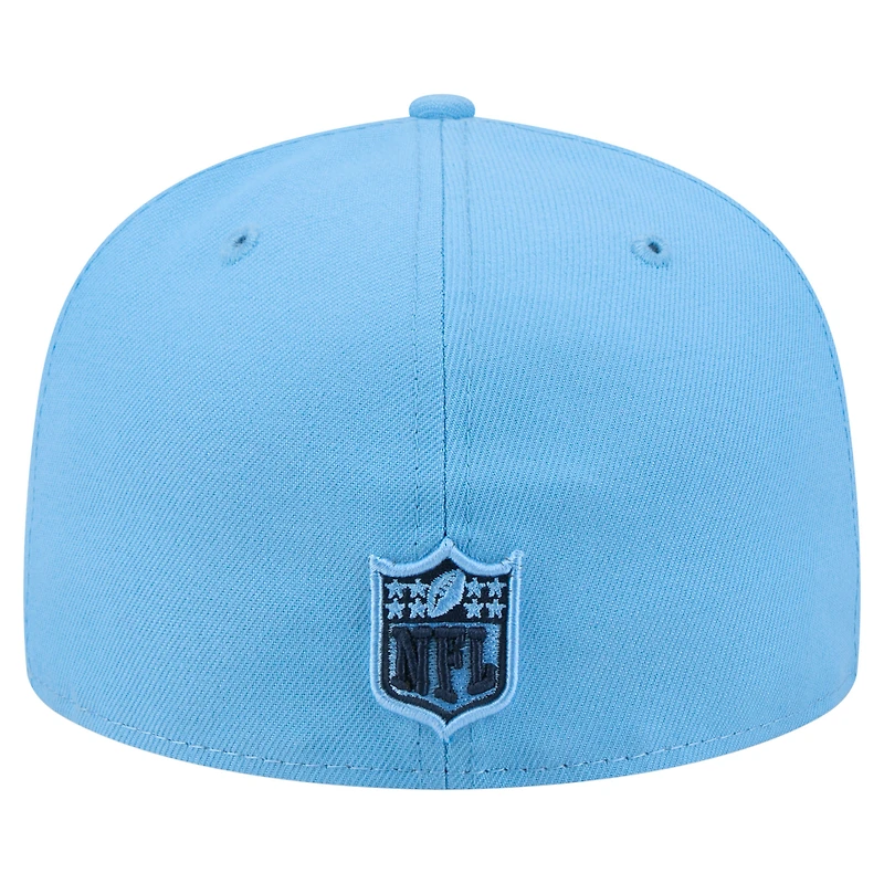 Casquette ajustée New Era 59FIFTY bleu clair pour homme, logo Tennessee Titans.