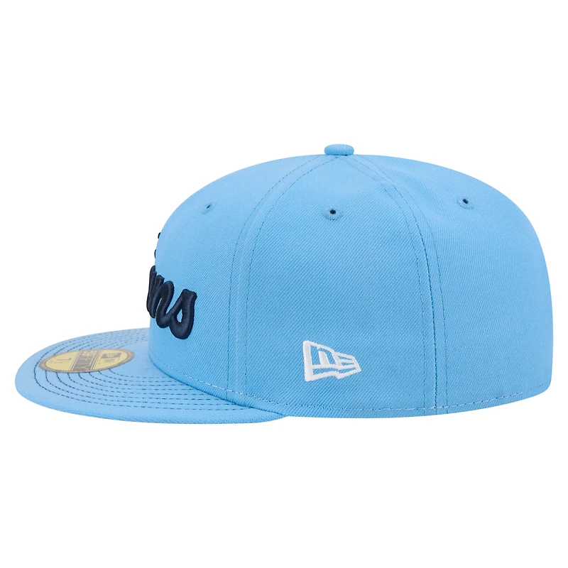 Casquette ajustée New Era 59FIFTY bleu clair pour homme, logo Tennessee Titans.