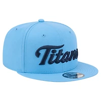 Casquette snapback New Era 9FIFTY bleu clair pour homme, logo Tennessee Titans.