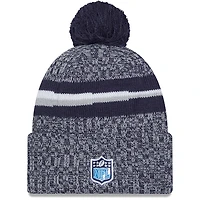 Men's New Era Navy Tennessee Titans 2023 Sideline Cuffed Knit Hat With Pom
