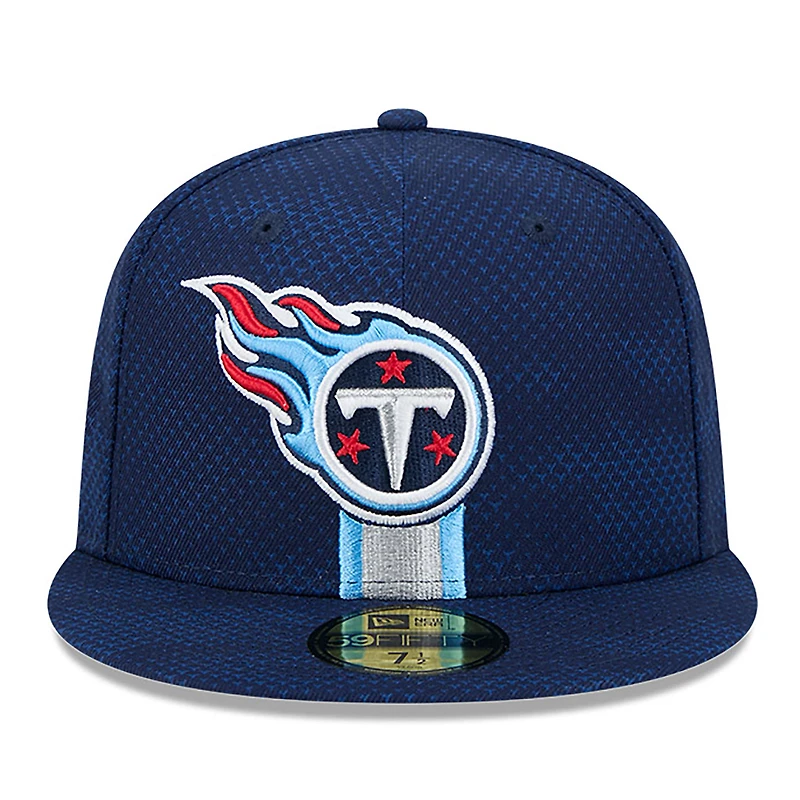 Casquette ajustée 59FIFTY New Era pour hommes, Tennessee Titans 2024 Sideline, bleu marine