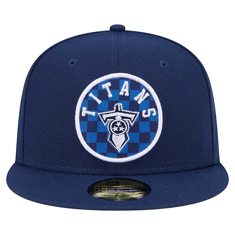 Men's New Era Navy Tennessee Titans Checkered 59FIFTY Fitted Hat