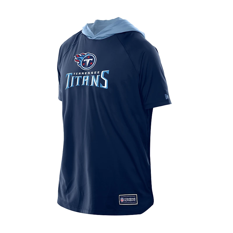 T-shirt à capuche et manches courtes raglan bleu marine Tennessee Titans Combine Authentic pour homme New Era