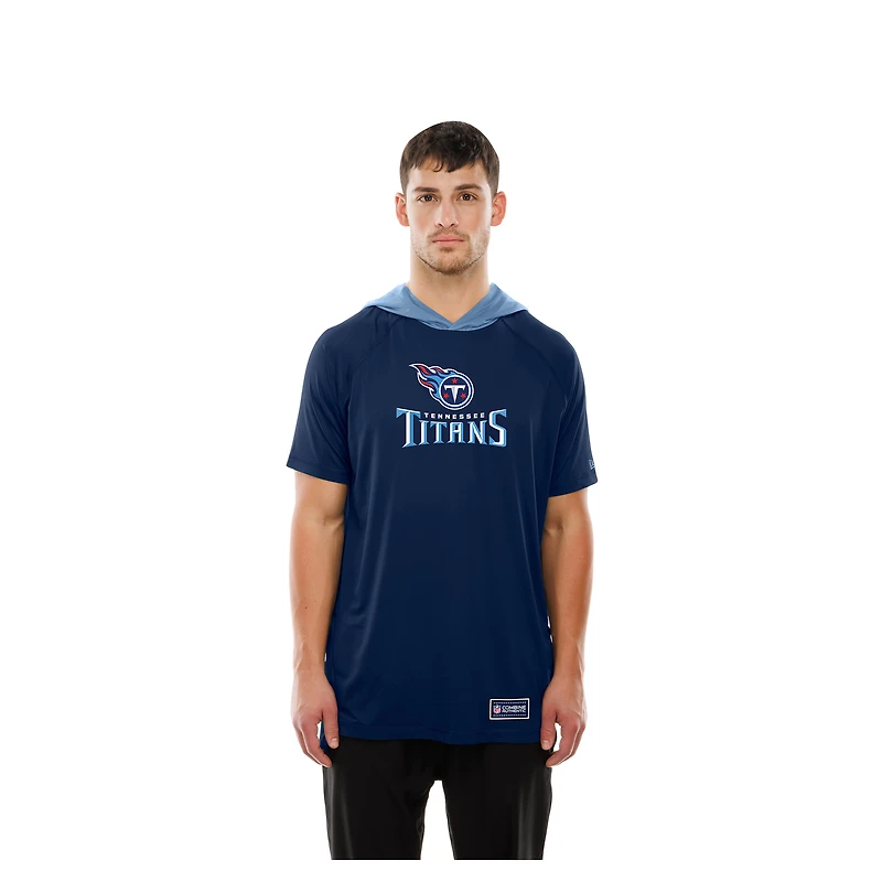 T-shirt à capuche et manches courtes raglan bleu marine Tennessee Titans Combine Authentic pour homme New Era