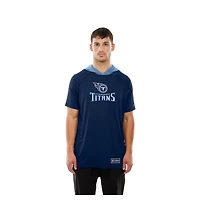 T-shirt à capuche et manches courtes raglan bleu marine Tennessee Titans Combine Authentic pour homme New Era