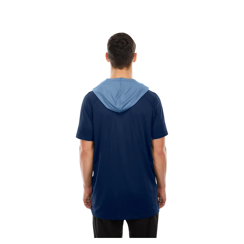 T-shirt à capuche et manches courtes raglan bleu marine Tennessee Titans Combine Authentic pour homme New Era