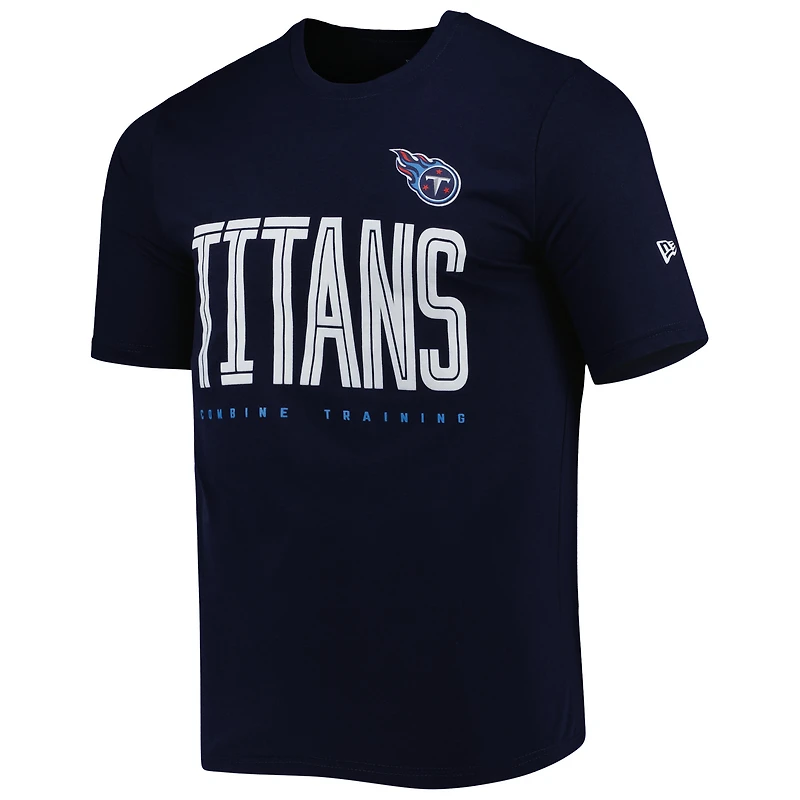 T-shirt pour homme New Era bleu marine Tennessee Titans Combine Authentic Training Huddle Up