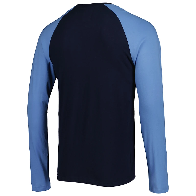 T-shirt à manches longues raglan pour homme New Era bleu marine Tennessee Titans Current
