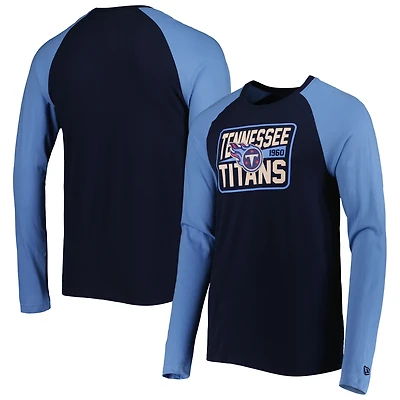 T-shirt à manches longues raglan pour homme New Era bleu marine Tennessee Titans Current