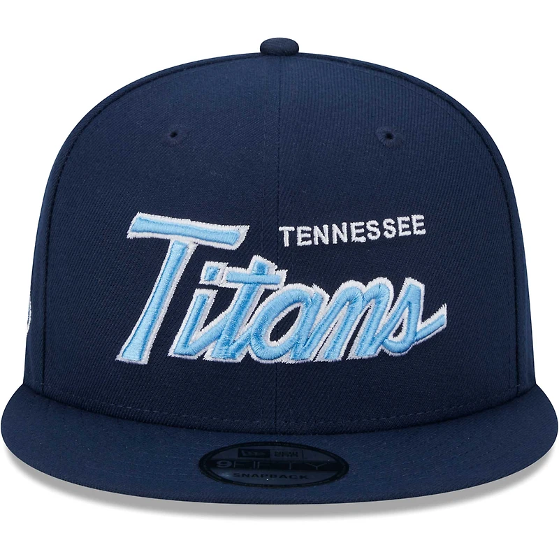 Casquette Snapback 9FIFTY Main Script des Tennessee Titans New Era pour homme, bleu marine