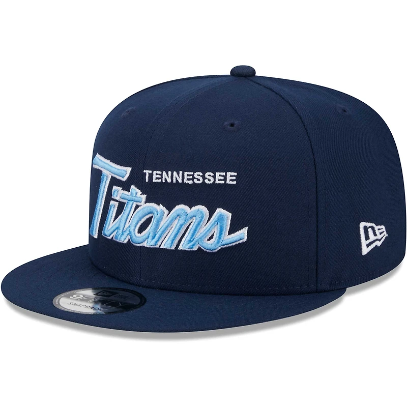 Casquette Snapback 9FIFTY Main Script des Tennessee Titans New Era pour homme, bleu marine