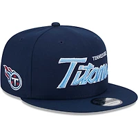 Casquette Snapback 9FIFTY Main Script des Tennessee Titans New Era pour homme, bleu marine