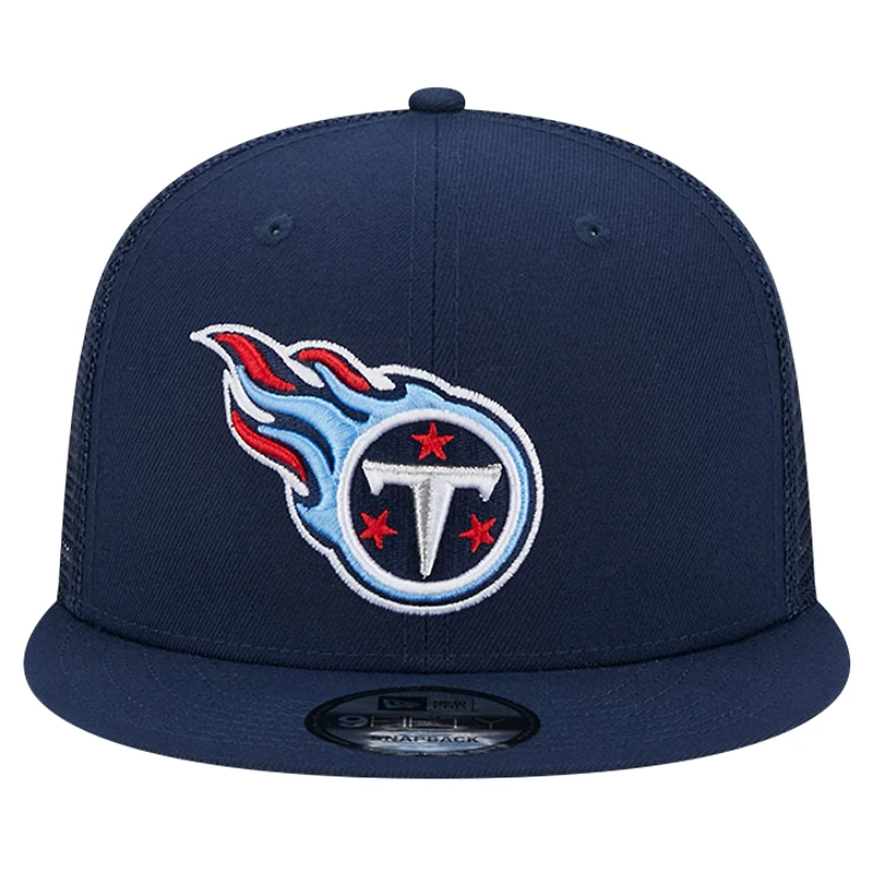 Casquette Snapback 9FIFTY Main Trucker New Era pour hommes des Tennessee Titans bleu marine