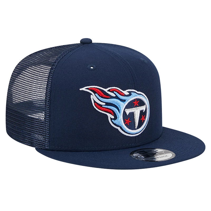 Casquette Snapback 9FIFTY Main Trucker New Era pour hommes des Tennessee Titans bleu marine
