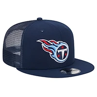Casquette Snapback 9FIFTY Main Trucker New Era pour hommes des Tennessee Titans bleu marine