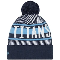 Bonnet en tricot rayé à revers et pompon New Era pour hommes