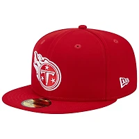 Men's New Era Scarlet Tennessee Titans 15 Years Main Patch 59FIFTY Fitted Hat