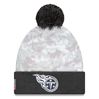 Bonnet tricoté à revers et pompon Tennessee Titans 2024 Salute To Service Digital Camo pour homme New Era blanc/graphite