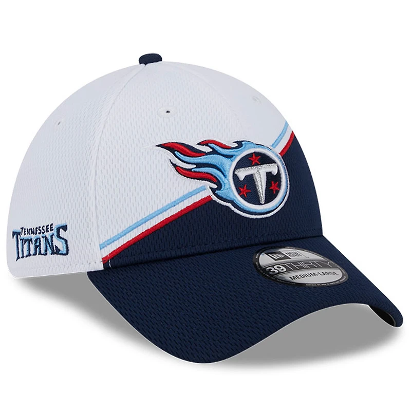 Men's New Era  White/Navy Tennessee Titans 2023 Sideline 39THIRTY Flex Hat