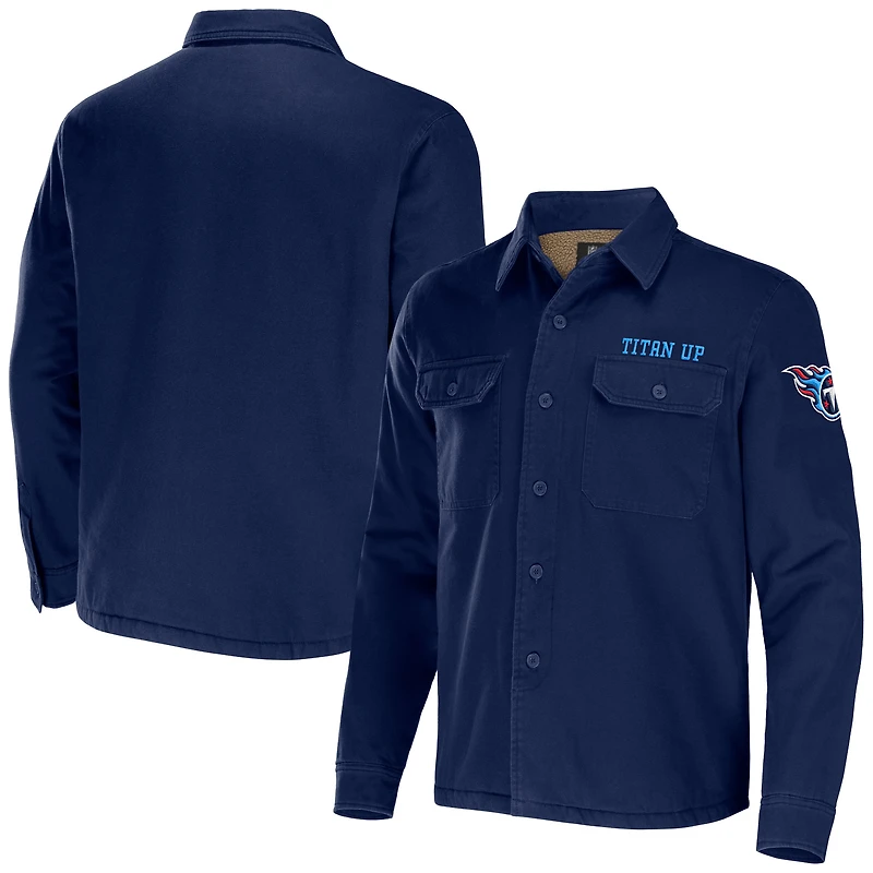 Veste chemise boutonnée en toile NFL x Darius Rucker pour hommes par Fanatics, bleu marine, Tennessee Titans