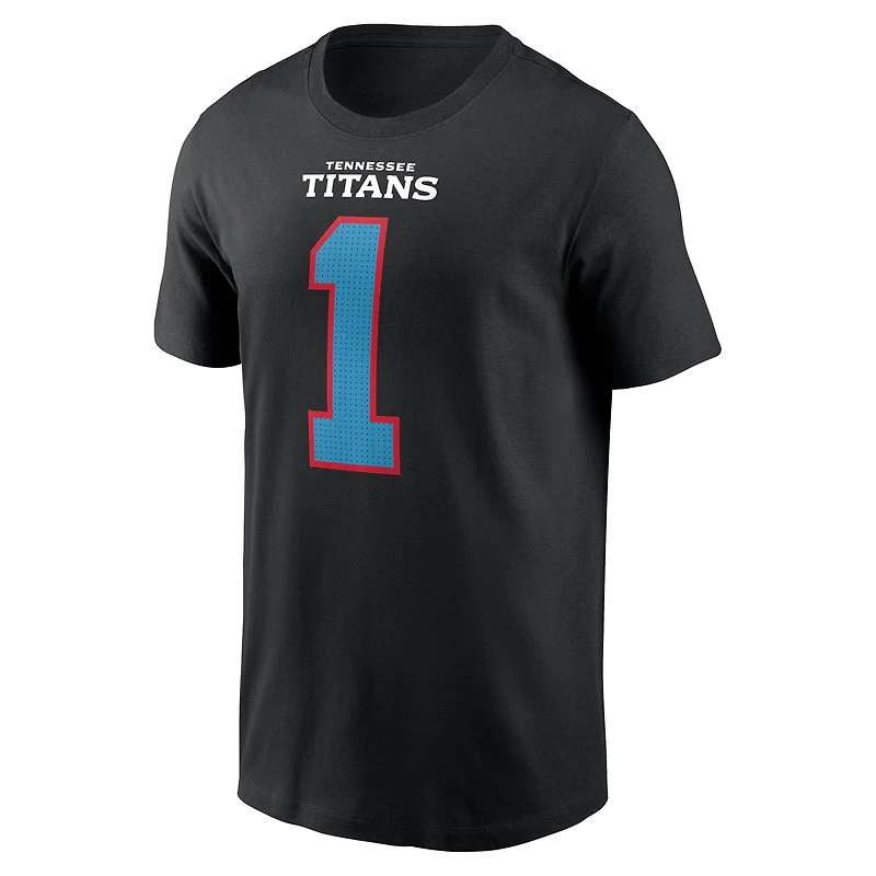 Men's Nike Cam Ward Black Tennessee Titans Carbon Name & Number T-Shirt