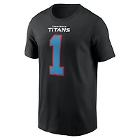 Men's Nike Cam Ward Black Tennessee Titans Carbon Name & Number T-Shirt