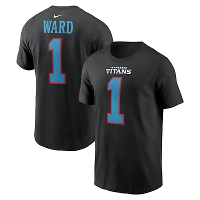Men's Nike Cam Ward Black Tennessee Titans Carbon Name & Number T-Shirt