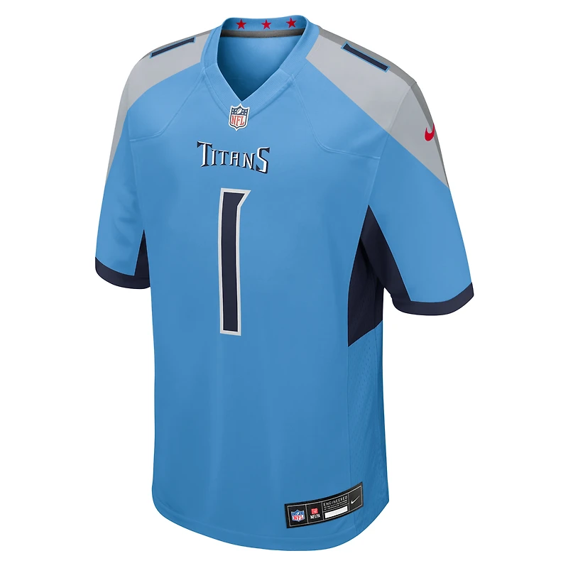 Men's Nike Cameron Ward Light Blue Tennessee Titans 2025 NFL Draft First Round Pick Game Jersey