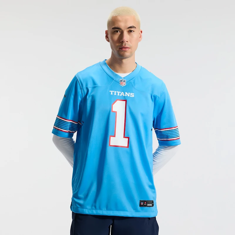 Maillot de match Nike Cameron Ward bleu clair des Titans du Tennessee pour homme