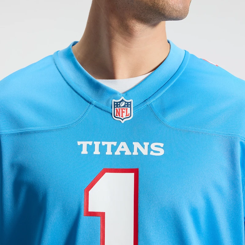 Maillot de match Nike Cameron Ward bleu clair des Titans du Tennessee pour homme