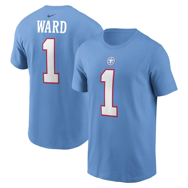 T-shirt Nike Cameron Ward bleu clair pour homme, avec nom et numéro de l'équipe des Tennessee Titans