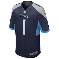 Maillot Nike Cameron Ward bleu marine pour homme, Tennessee Titans, choix de premier tour la draft NFL 2025, match alternatif