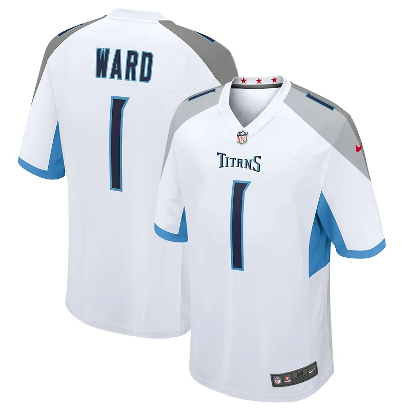 Maillot Nike Cameron Ward blanc pour homme, Tennessee Titans, choix de premier tour la draft NFL 2025