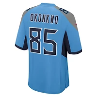 Maillot Nike Chigoziem Okonkwo bleu clair pour homme, équipe des Titans du Tennessee
