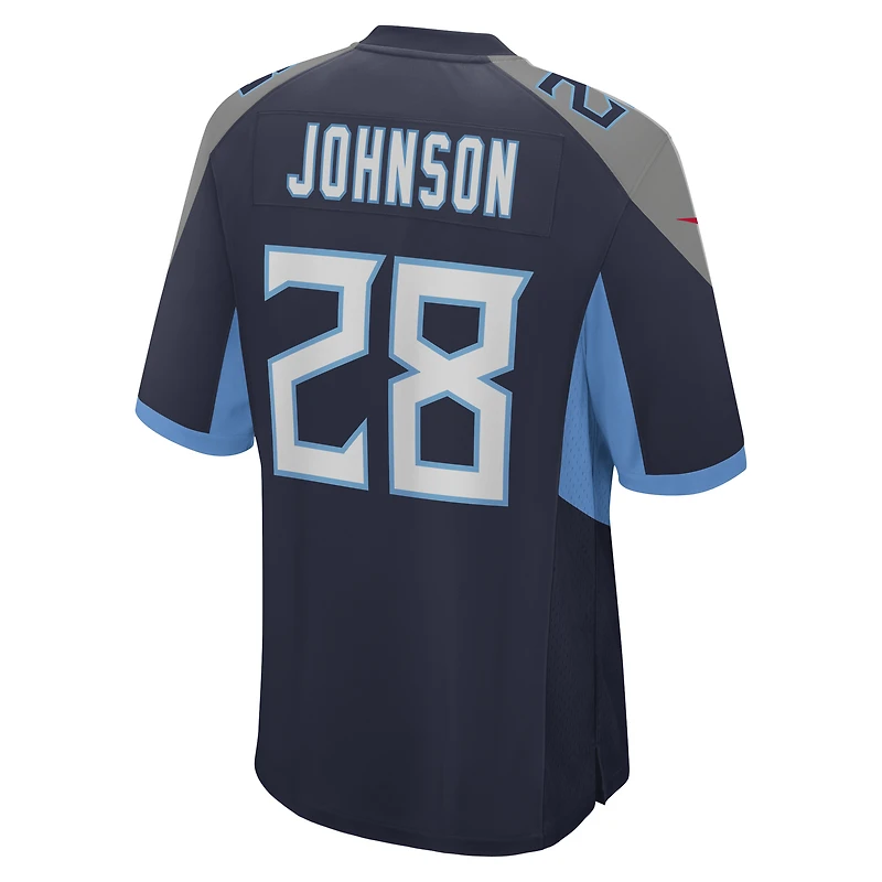 Maillot de match joueur à la retraite des Titans du Tennessee Chris Johnson Nike pour homme, bleu marine