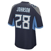 Maillot de match joueur à la retraite des Titans du Tennessee Chris Johnson Nike pour homme, bleu marine