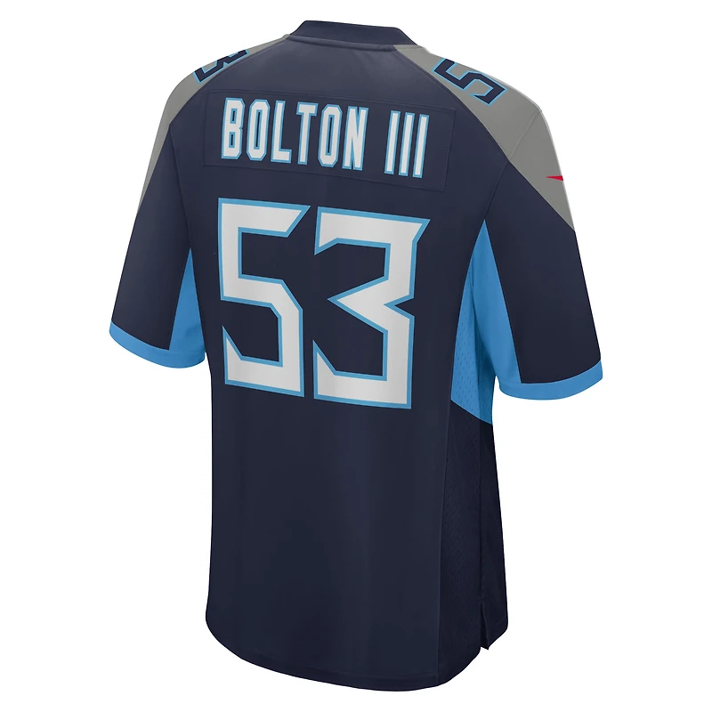 Maillot Nike Curtis Bolton III bleu marine pour homme des Titans du Tennessee