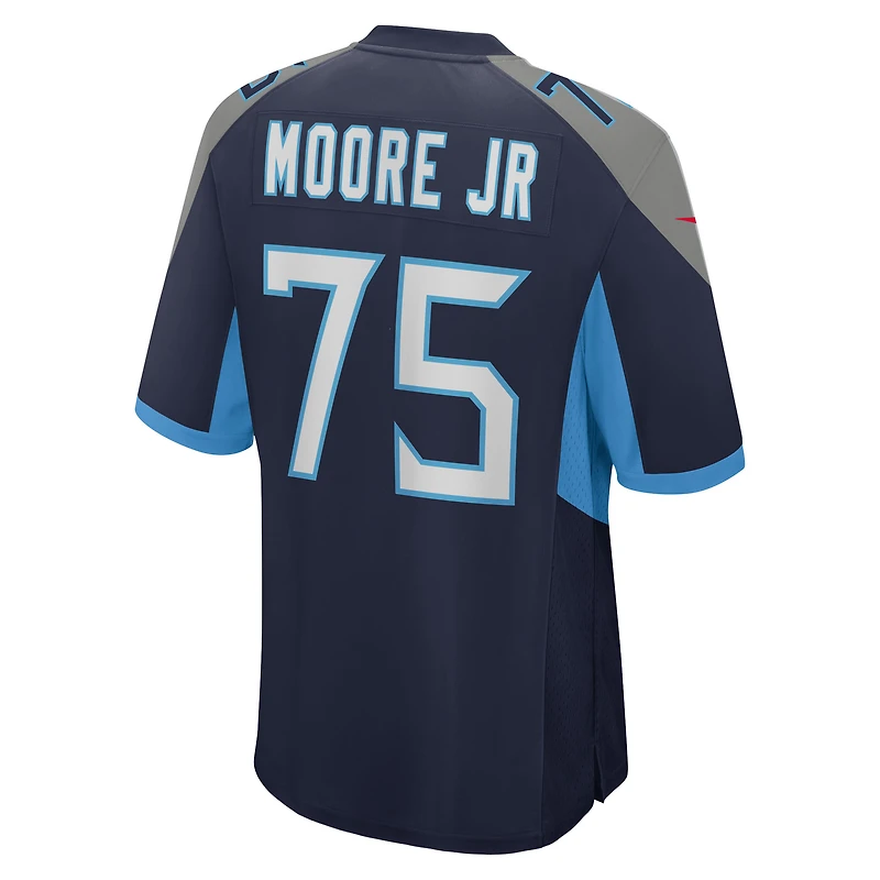 Maillot Nike Dan Moore Jr. bleu marine pour homme des Titans du Tennessee