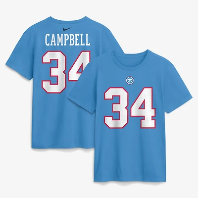 Men's Nike Earl Campbell Light Blue Tennessee Titans Retired Name & Number T-Shirt